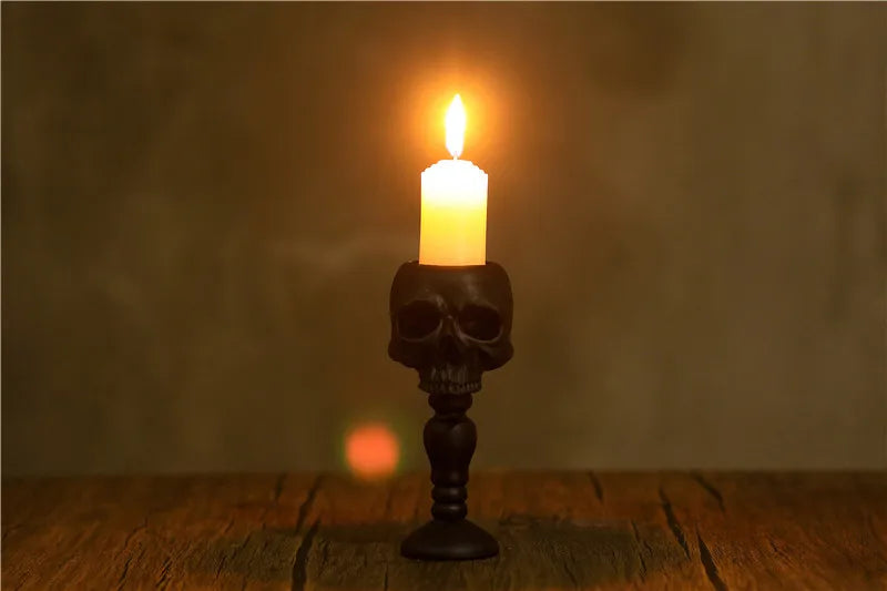 Gothic Skull Resin Candle Holder