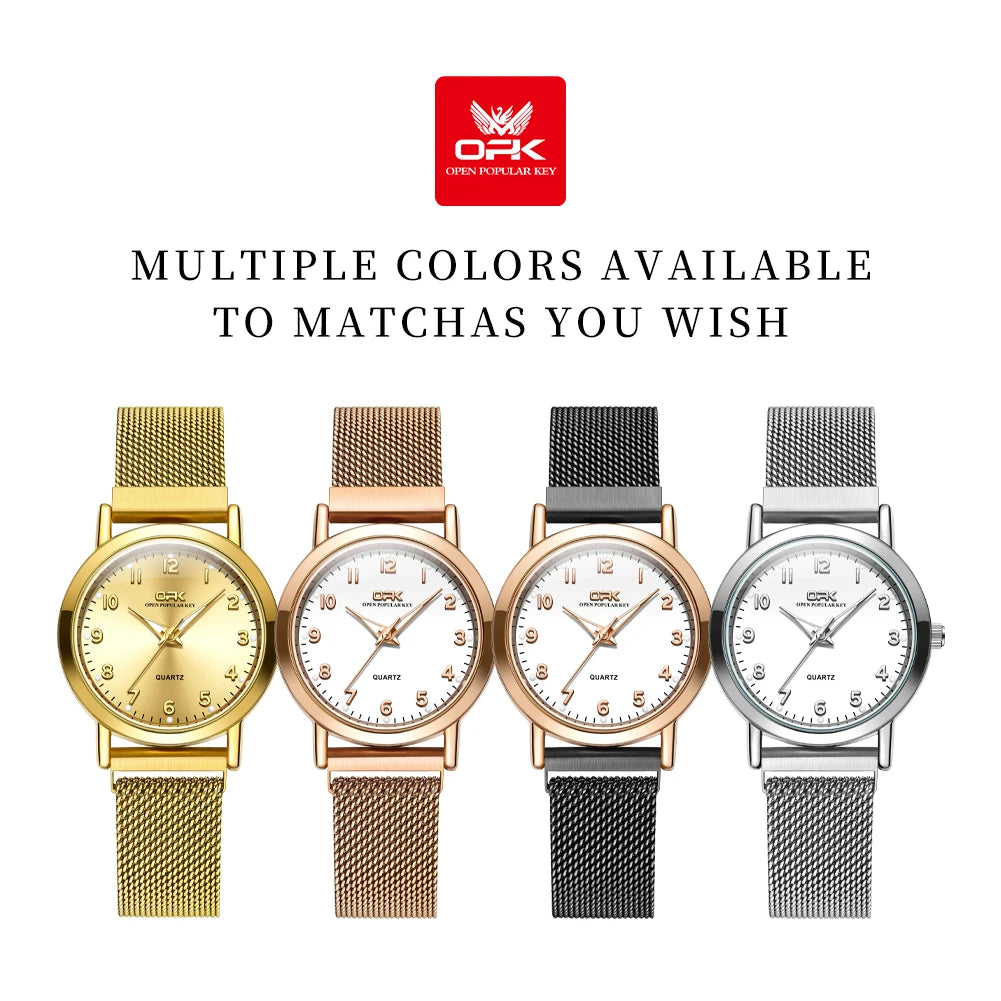 Elegant Women’s Quartz Watch – Stainless Steel Mesh Strap with Free Shipping