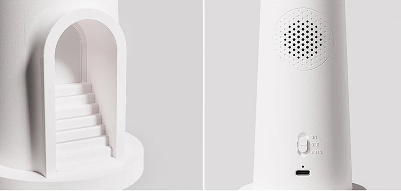 Motion Sensor Moon Projection Lighthouse Night Light – Rechargeable Bedside Lamp for Bedroom & Kids Room