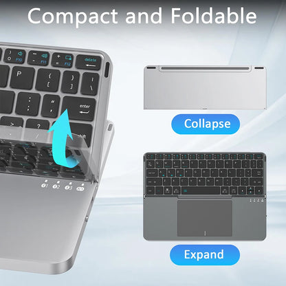 Foldable Bluetooth Keyboard with Touchpad & Case