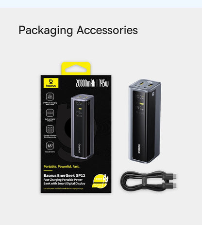 Baseus 145W Portable Power Bank – 20800mAh Fast Charger with Free Shipping