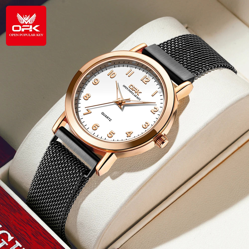 Elegant Women’s Quartz Watch – Stainless Steel Mesh Strap with Free Shipping