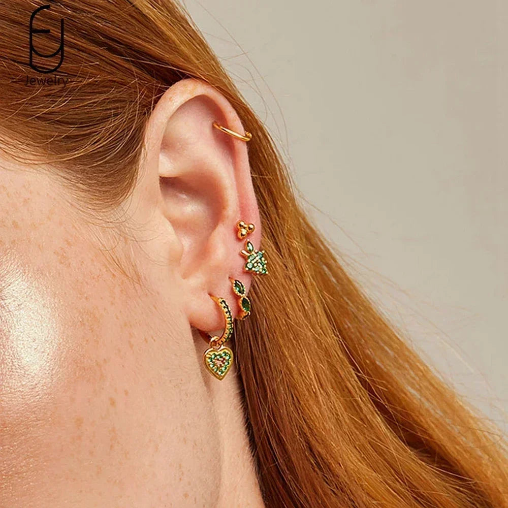 Green Zircon Gold-Tone Earrings