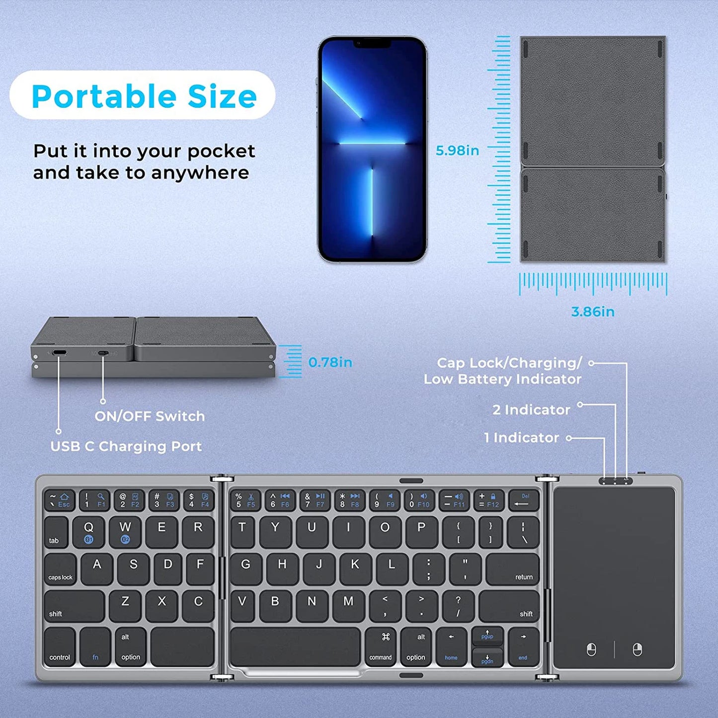 Foldable Bluetooth Keyboard