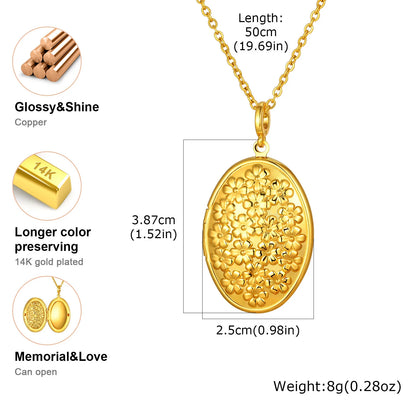 Custom Photo Flower Locket Necklace