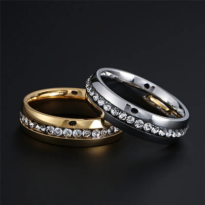 Stainless Steel CZ Band Ring