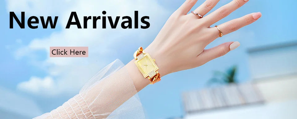 Luxury Women’s Quartz Watch – Gold Square Stainless Steel Fashion Watch with Free Shipping