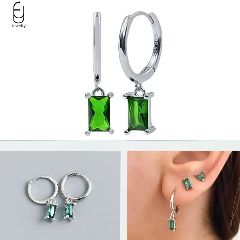Green Zircon Gold-Tone Earrings