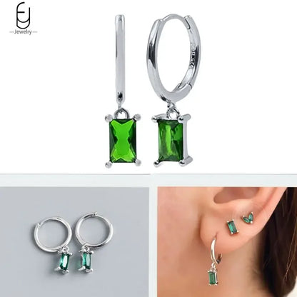 Green Zircon Gold-Tone Earrings