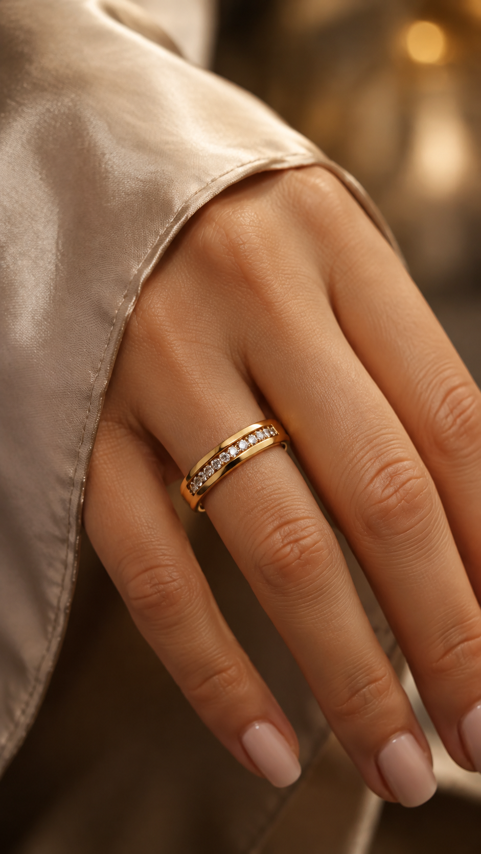 Stainless Steel CZ Band Ring