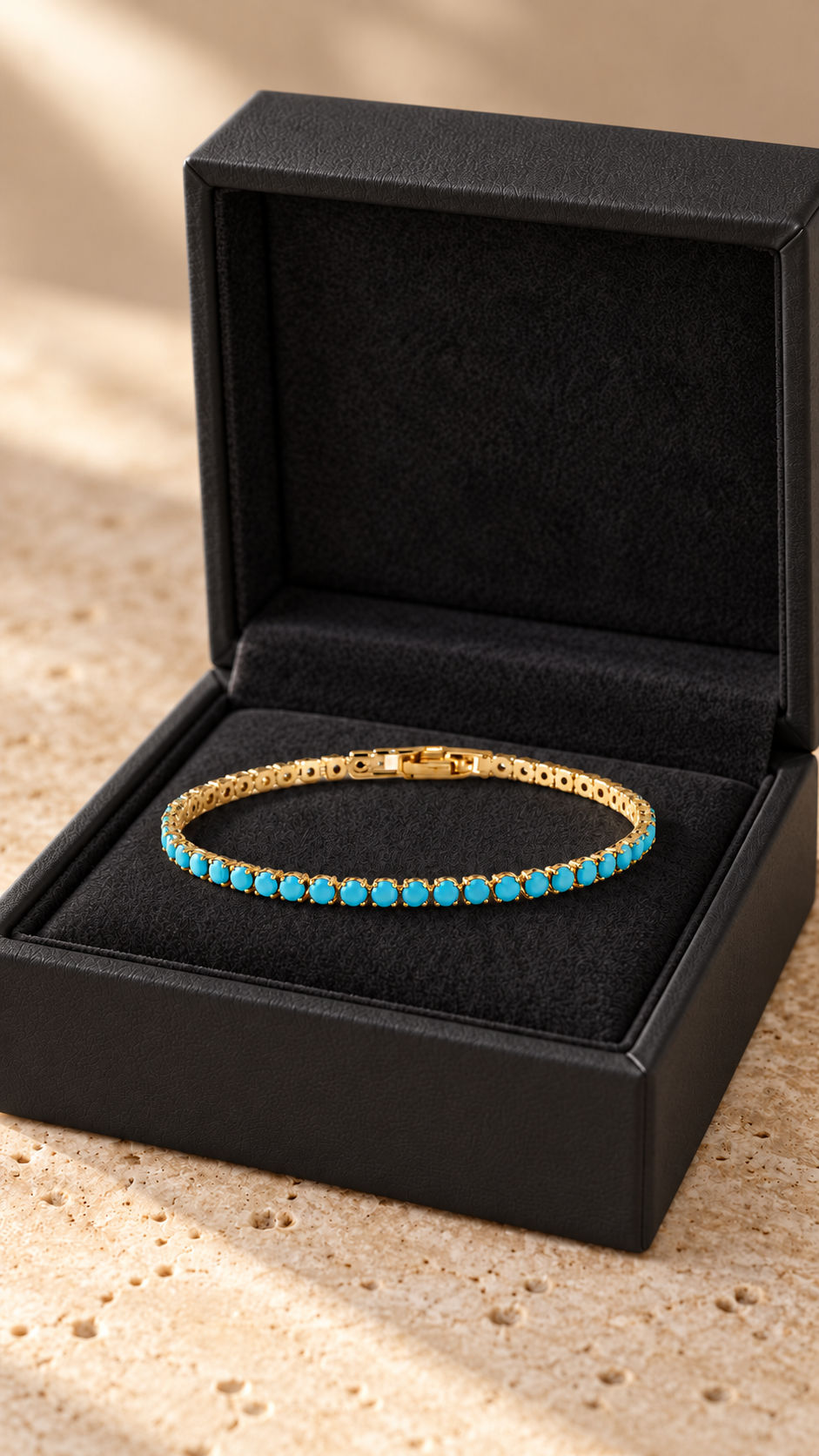 Turquoise CZ Gold-Plated Tennis Bracelet for Women