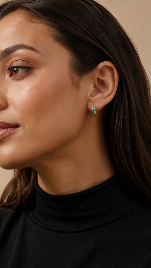 Colorful Zircon Huggie Hoop Earrings