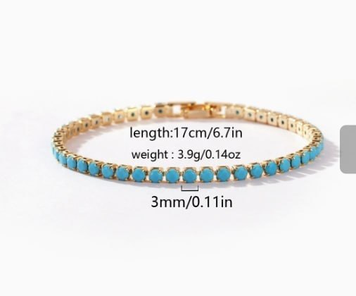 Turquoise CZ Gold-Plated Tennis Bracelet for Women