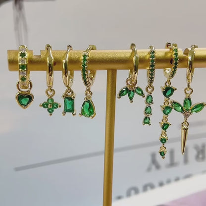 Green Zircon Gold-Tone Earrings