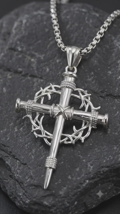 Thorn Wreath Cross Necklace