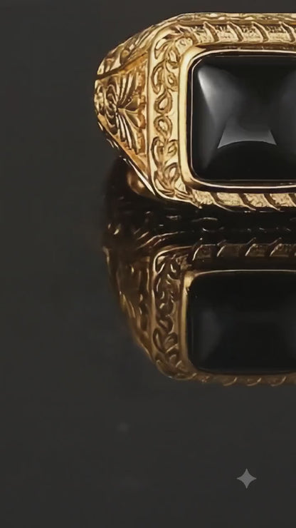 Vintage Black Square Stone Ring
